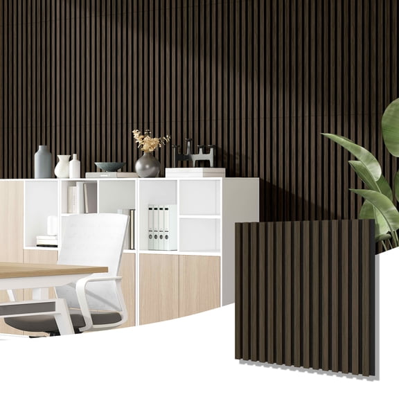 MAYEERTY Walnut Wood Veneer MDF Sound Absorbing Panel for Wall Decor, 24x24x1 Inch, 4 Pack