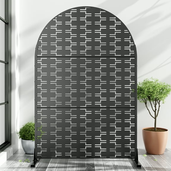 MAYEERTY Weatherproof Galvanized Steel Screen, Windproof Garden & Patio Divider,Bricks,Black