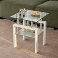 thumbnail image 1 of MAYEERTY White Tempered Clear Glass End Table, 2-Layers Small Table with Storage, Living Room Side Table, 1 of 4
