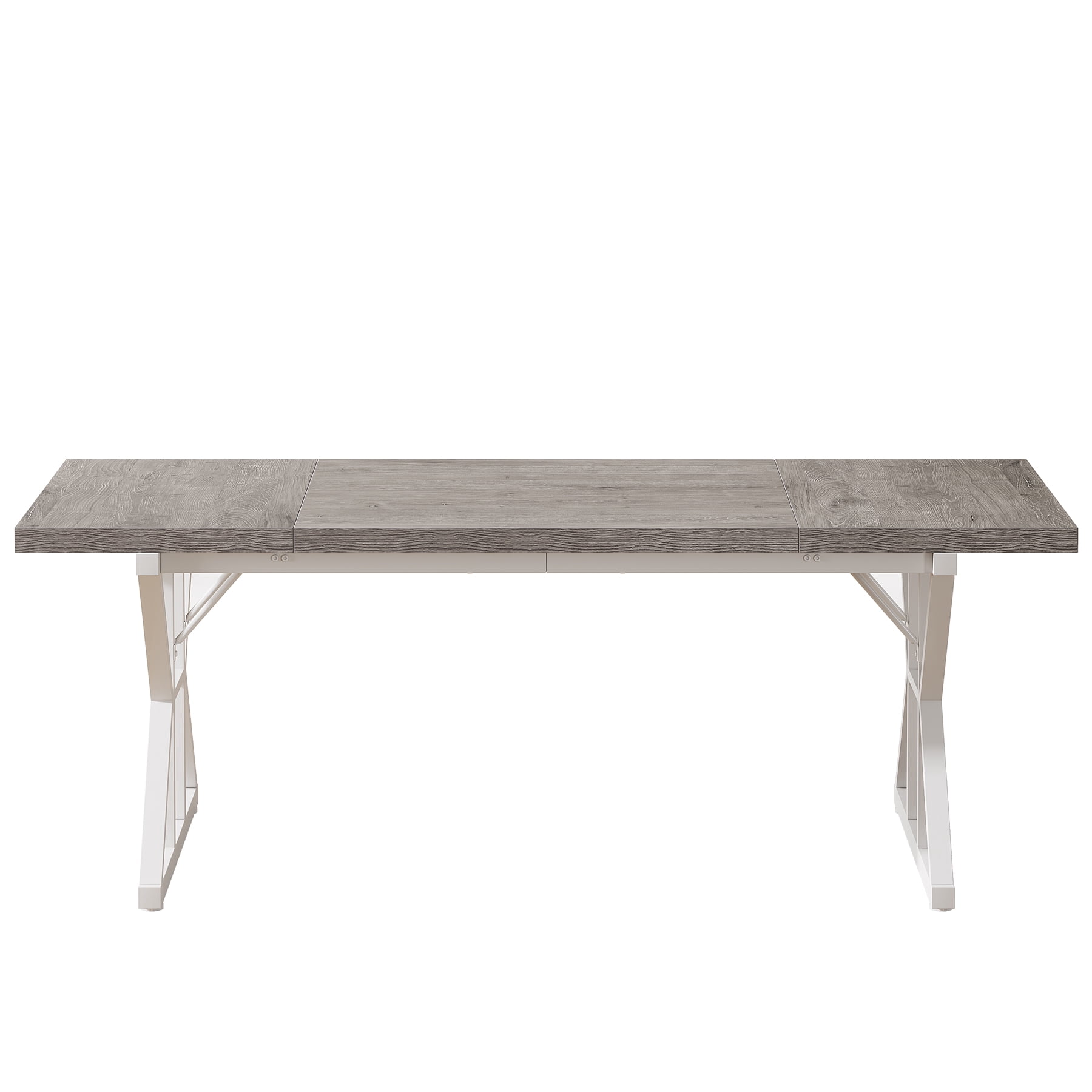 MAYEERTY 70.8" Farmhouse Dining Table for 6 People, Rectangular Wood Table with X-Shaped Metal Trestle Legs, Multi-Purpose Kitchen & Dining Room Furniture