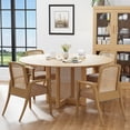 thumbnail image 1 of MAYEERTY Wood Round Dining Table, Mid-Century Modern Dining Table with Rattan Legs, 60"x60"x30", Wood Color, 1 of 9