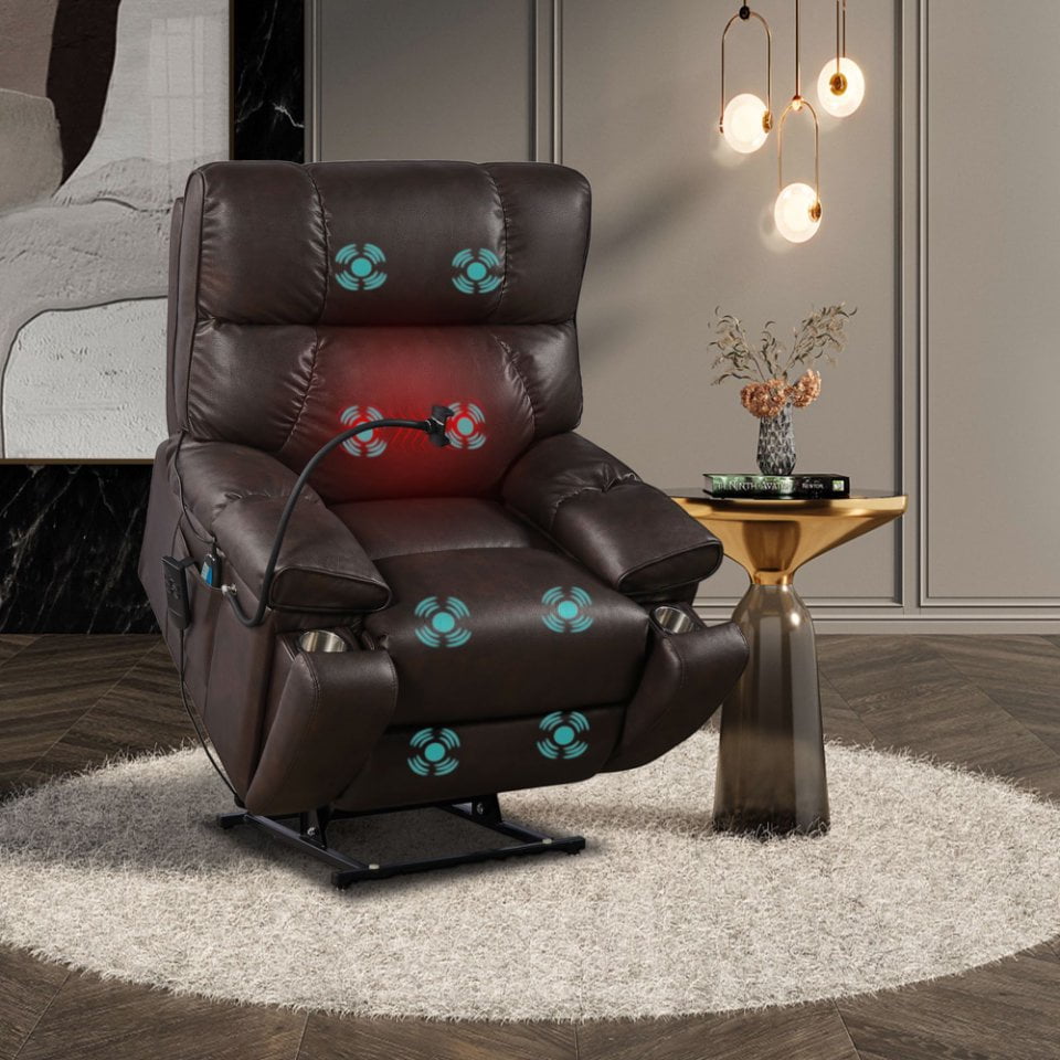 MAYEERTY Zero Gravity Power Recliner: Comfortable Lying with Massage & Heat, Phone Holder, Side Pockets & USB Ports
