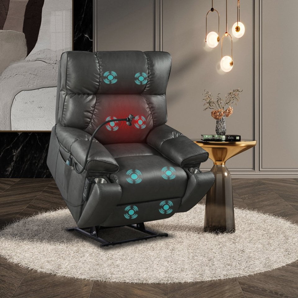 MAYEERTY Zero Gravity Power Recliner: Comfortable Lying with Massage & Heat, Phone Holder, Side Pockets & USB Ports