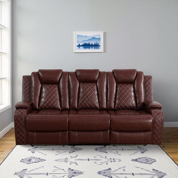 MAYEERTY ed Breathing Leather Living Room Sectional Recliner Sofa