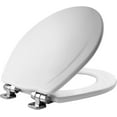 thumbnail image 1 of MAYFAIR 830CHSLB 000 Toilet Seat with Chrome Hinges will Slow Close and Never Come Loose, ROUND, Durable Enameled Wood, White, 1 of 8