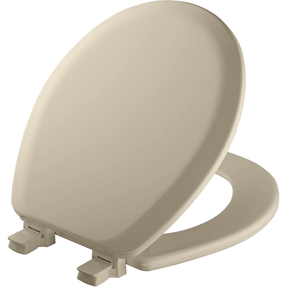 MAYFAIR 841EC 006 Cameron Toilet Seat will Never Loosen and Easily Remove, ROUND, Durable Enameled Wood, Bone