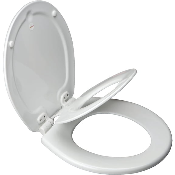 MAYFAIR NextStepToilet Seat with Built-in Potty Training Seat will Reduce Clutter, Slow Close and Never Loosen, ROUND, Durable Enameled Wood/Long Lasting Plastic, White, 83/883SLOWA 000