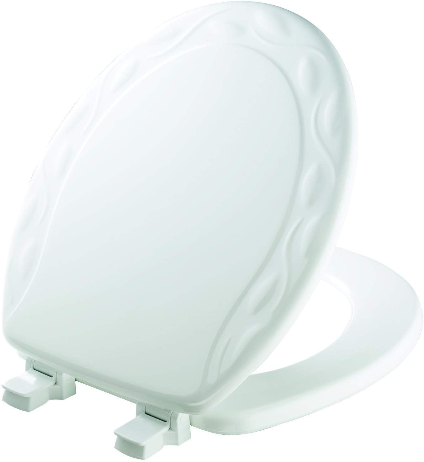 White Sculptured Ivy Round Molded Wood Toilet Seat