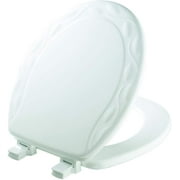 MAYFAIR Sculptured Ivy Toilet Seat will Never Loosen and Easily Remove, ROUND, Durable Enameled Wood, White, 34ECA 000