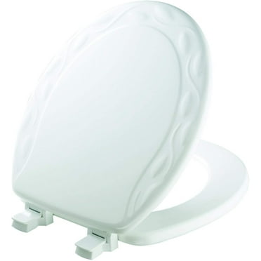 MAYFAIR Sculptured Ivy Toilet Seat will Never Loosen and Easily Remove, ROUND, Durable Enameled Wood, White, 34ECA 000