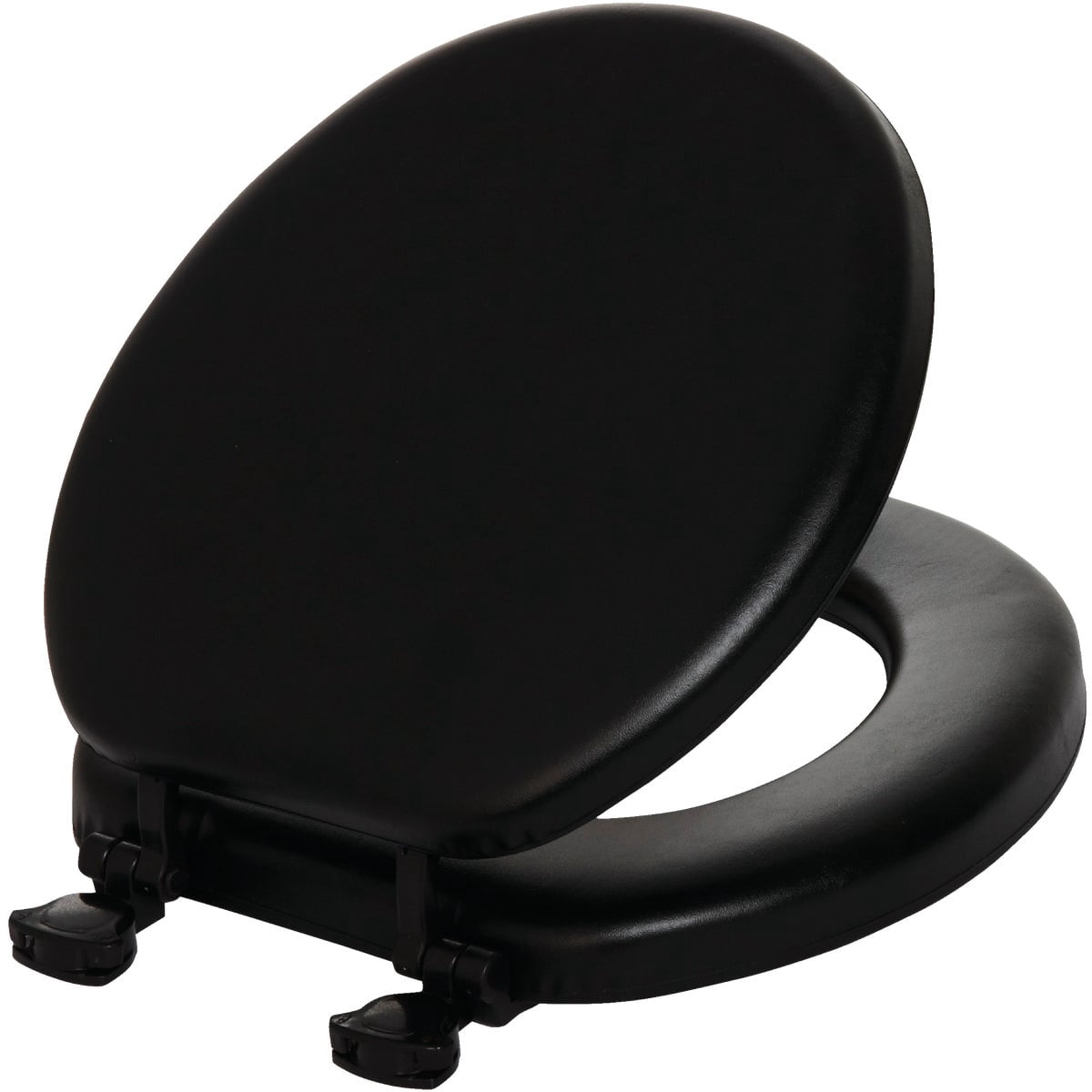 Clauss Soft Toilet Seat 13EC047 - Easy to Clean, Padded Wood Core - Round, Black — Residential Use, Standard Application