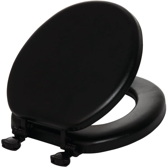 Clauss Soft Toilet Seat 13EC047 - Easy to Clean, Padded Wood Core - Round, Black — Residential Use, Standard Application