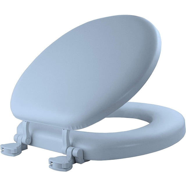 Clauss Soft Toilet Seat, Wood Core, Easy to Clean, 13EC 034 - Round, Sky Blue