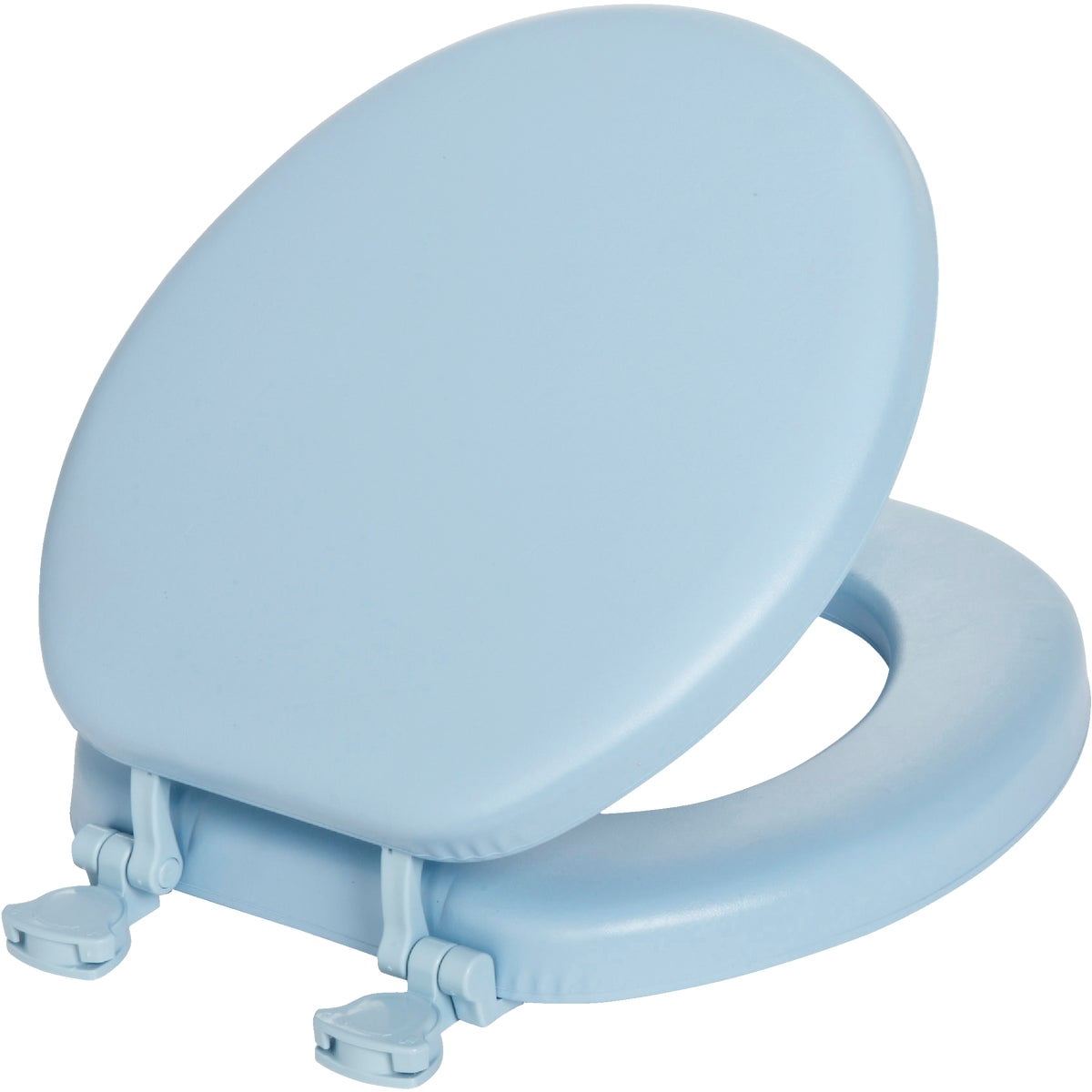 Clauss Soft Toilet Seat, Wood Core, Easy to Clean, 13EC 034 - Round, Sky Blue — Residential Use, Standard Application