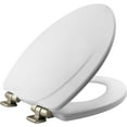 thumbnail image 1 of MAYFAIR Toilet Seat 1830NISL 000 with Chrome Hinges will Slow Close and Never Come Loose, ELONGATED, Durable Enameled Wood, White, 1 of 8