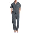 thumbnail image 1 of MAYFISH 100% Cotton Men's Sleepwear Short Sleeve Top and Long Pants Pajama Set Summer Breathable Pjs with Pockets (Iron Grey,XL), 1 of 7