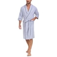 thumbnail image 1 of MAYFISH 100% Cotton Mens Lightweight Robe Summer Short Sleeve Bathrobe Soft Knee Length Robe with Pockets (Grey, M), 1 of 6