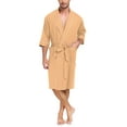 thumbnail image 1 of MAYFISH 100% Cotton Mens Lightweight Robe Summer Short Sleeve Bathrobe Soft Knee Length Robe with Pockets (Sandshell, L), 1 of 6