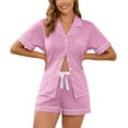 thumbnail image 1 of MAYFISH 100% Cotton Pajama Sets for Women Short Sleeve Sleepwear Button Down Pjs Summer 2 Piece Lounge Sets S-XXL(Dust Rose, Small), 1 of 6