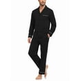 thumbnail image 1 of MAYFISH Men's 100% Cotton Pajamas Sets Pajamas for Men Long Sleeve Sleepwear Set with Pockets and Button Down S-XL(Black L), 1 of 5