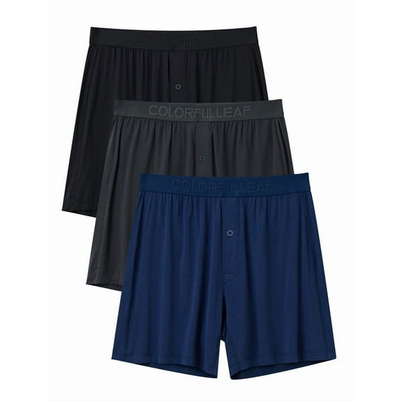 MAYFISH Men's Bamboo Rayon Boxers Boxer Shorts Soft Relaxed Summer Sleepwear Shorts Underwear (3C,L)