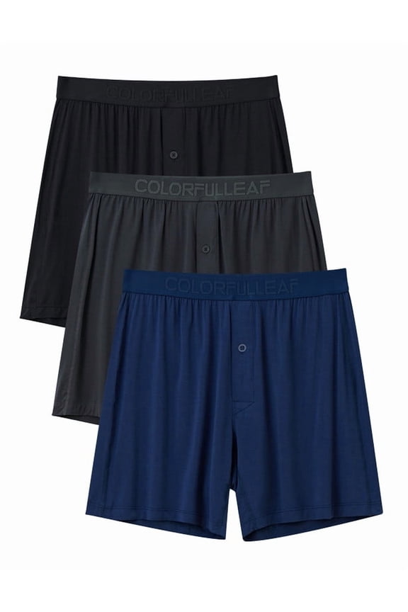 Men's Bamboo Rayon Boxers Boxer Shorts Soft Relaxed Summer Sleepwear Shorts Underwear (3C,S)