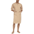 thumbnail image 1 of MAYFISH Men's Cotton Robe Short Sleeve Lightweight Summer Bathrobes for Men Zip up House Coat with Pockets(Sandshell, Medium), 1 of 1