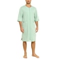 thumbnail image 1 of MAYFISH Men's Cotton Robe Short Sleeve Lightweight Summer Bathrobes for Men Zip up House Coat with Pockets(Turquoise, Medium), 1 of 2