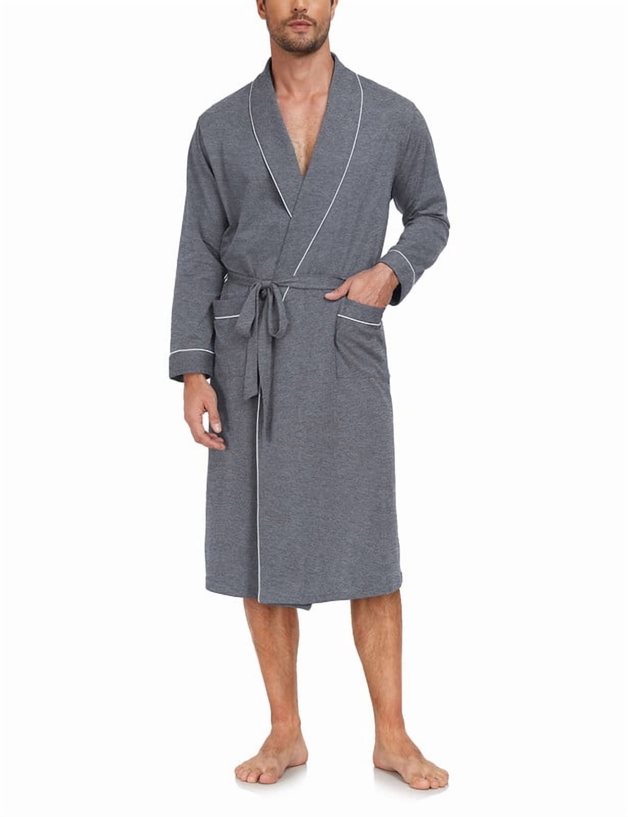 MAYFISH Men's Pure Cotton Robe, Lightweight and Soft, Long Summer ...