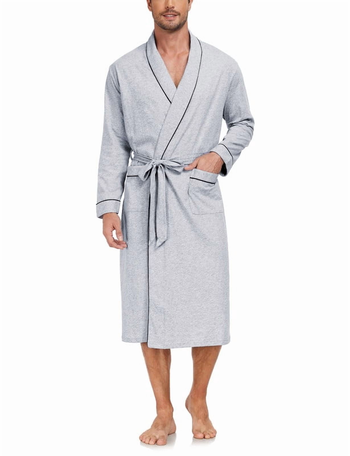 MAYFISH Men's Pure Cotton Robe, Lightweight and Soft, Long Summer ...
