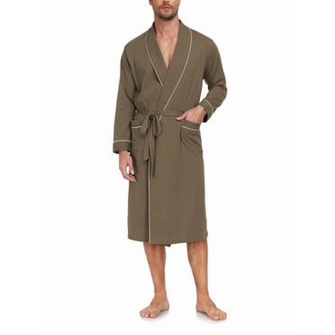 MAYFISH 100% Cotton Mens Lightweight Robe Summer Short Sleeve Bathrobe ...