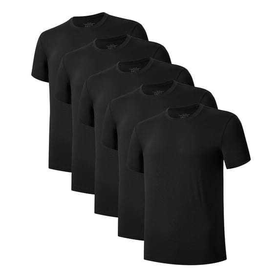 MAYFISH Men's Undershirts Bamboo Rayon Short Sleeve Crewneck/V-Neck Tees Slim-fit T-Shirts 3 or 5 Pack(Black, S)
