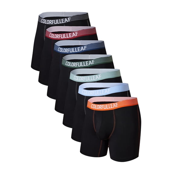 MAYFISH Mens Underwear Soft Bamboo Rayon Boxer Briefs Breathable Open Fly Underwear Multipack(7B,L)