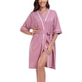 thumbnail image 1 of MAYFISH Women's 100% Cotton Summer Short Robes Lightweight Spa Robe Soft Knit Kimono Bathrobes with Pockets (Dusty Rose,M), 1 of 6