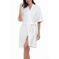 thumbnail image 1 of MAYFISH Women's 100% Cotton Summer Short Robes Lightweight Spa Robe Soft Knit Kimono Bathrobes with Pockets(White,L), 1 of 6