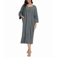 thumbnail image 1 of MAYFISH Women's 3/4 Sleeve Lightweight Bathrobes: 100% Cotton Zipper Robes with Pockets, Perfect Loungewear(Dark Grey,L), 1 of 5