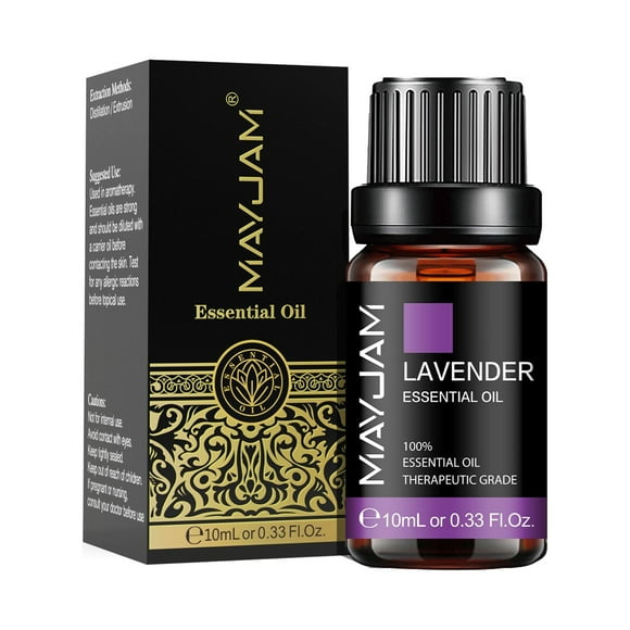 MAYJAM 100% Pure & Natural Lavender Essential Oils for Aromatherapy, Diffuser, Hair & Skin Care, Spa Massage, Soap & Candle Making - 10ML