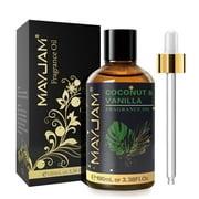 MAYJAM 100ML/3.38FL.OZ Coconut & Vanilla Fragrance Oils for Diffusers for Home, Long Lasting Scented Oils for aromatherapy, Massage, Bath, Relaxation, Soap Candle Making