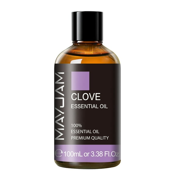 MAYJAM 100ML Clove Essential Oils for Skin Care, Spa Massage, Hair Growth, Aromatherapy Diffuser, DIY Candle and Soap Making, Huge 3.38FL.OZ Bottle