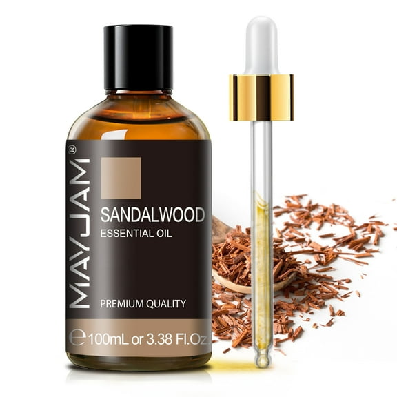MAYJAM 100ML Sandalwood Essential Oils, 3.38FL.OZ Pure Essential Oils Perfect for Aromatherapy Diffuser, Skin Care, Yoga, DIY Candle and Soap Making