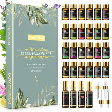 MAYJAM 28pcs Essential Oils Gift Set, Lavender, Jasmine, Organic Aromatherapy Essential Oils for Diffusers for Diffuser for Skin & Hair Care Relaxation, Humidifier