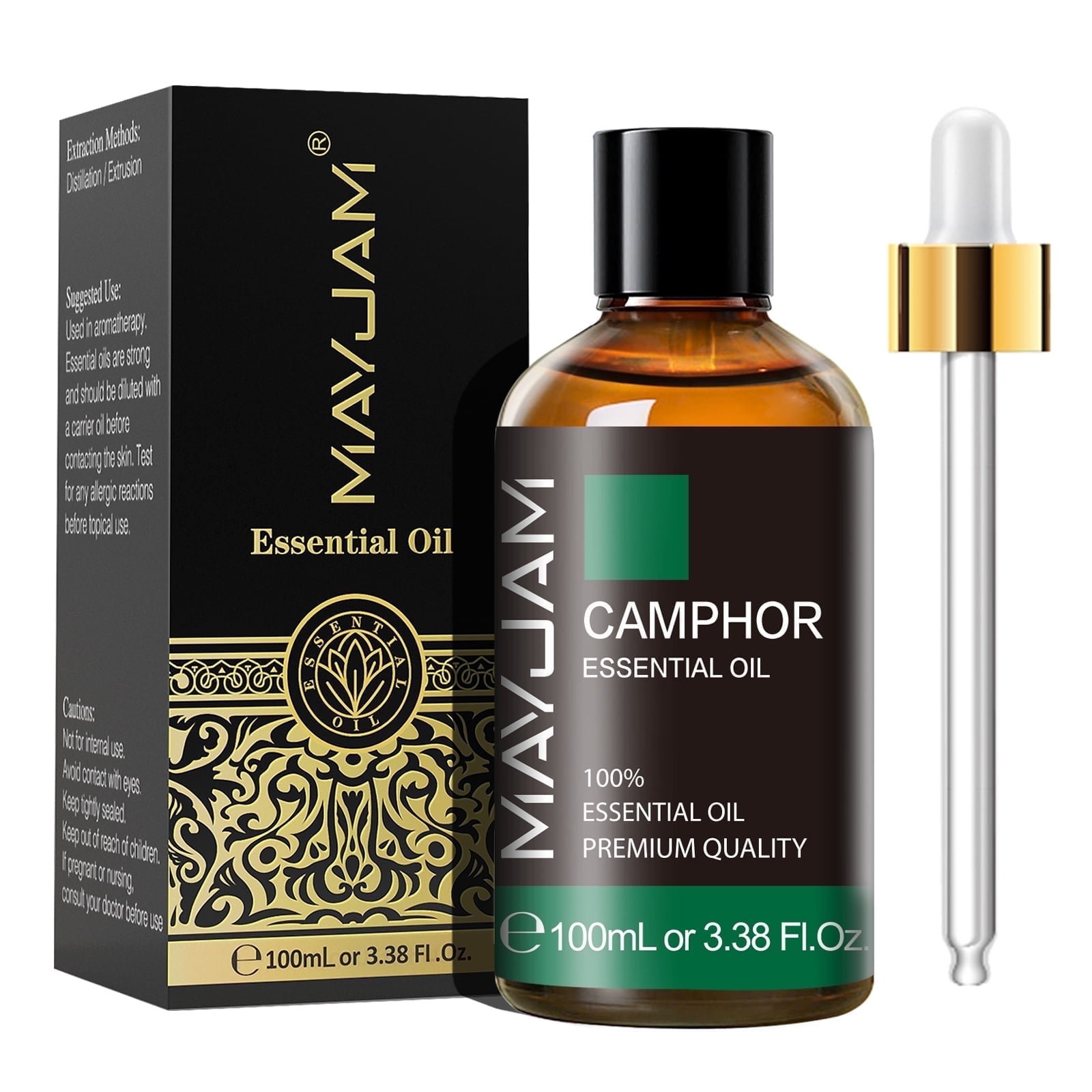 MAYJAM 3.38FL.OZ Camphor Essential Oils for Aromatherapy Diffuser, Yoga, Spa, Relaxation, Skin Care, DIY Candle and Soap Making - 100ML