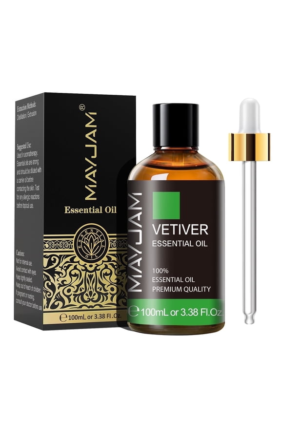 Vetiver Essential Oils, 100ML Vetiver Oils for Diffusers, Humidifiers, DIY Candles, Soap Making, Bath, Scent for Home, Yoga & Spa