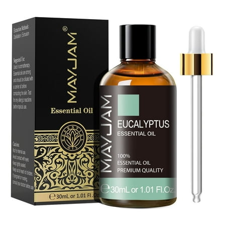 MAYJAM 30ML Eucalyptus Essential Oils, 1.01fl.oz Large Bottle Pure Essential Oils, Perfect for Living Room Bedroom Office Car Use