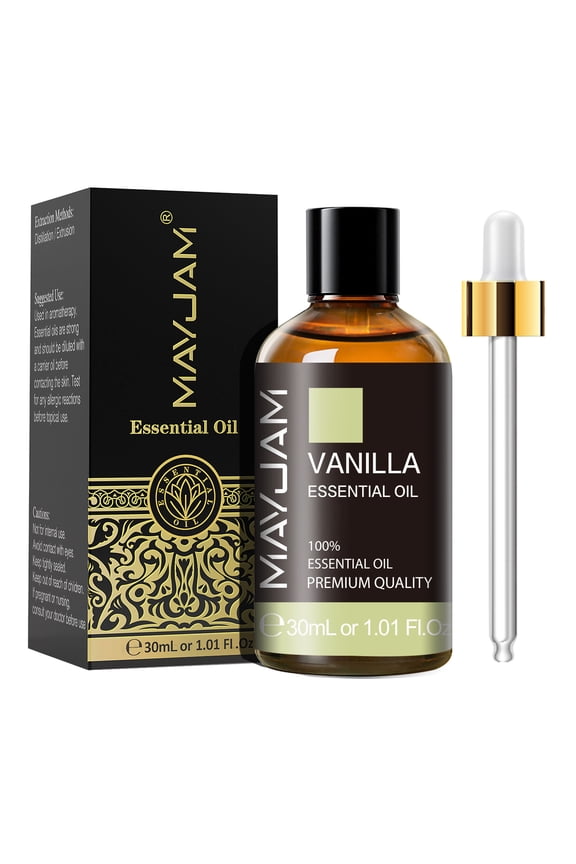 30ML Vanilla Essential Oils for Aromatherapy & Diffuser, Hair & Skin Care, Massage, DIY Soap Candle Making, Fragrant and Long Lasting Vanilla Oil Perfume