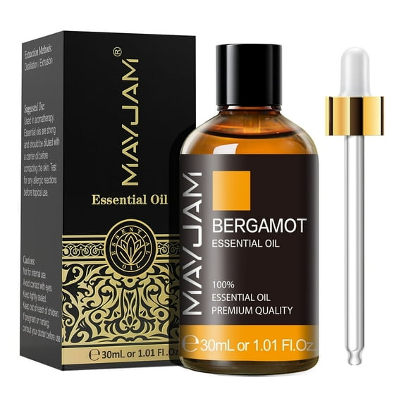 MAYJAM 30mL Premium Pure Bergamot Essential Oil, Large Volume for Diffusers Soap Candle Making, Ideal for Home Office Car Yoga Use