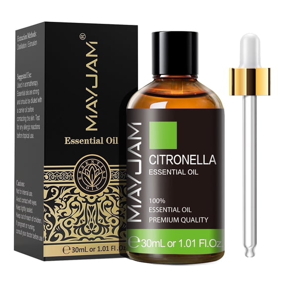 MAYJAM Citronella Essential Oil 100% Natural Citronella Oil for Hair Care, Home Diffusers, Skin, Aromatherapy, Massage and Humidifiers, 1.01 Fl Oz