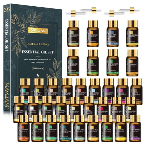MAYJAM 35x5ml Essential Oil Set for Diffuser, Aromatherapy, Soap and Candle Making, Christmas Gift