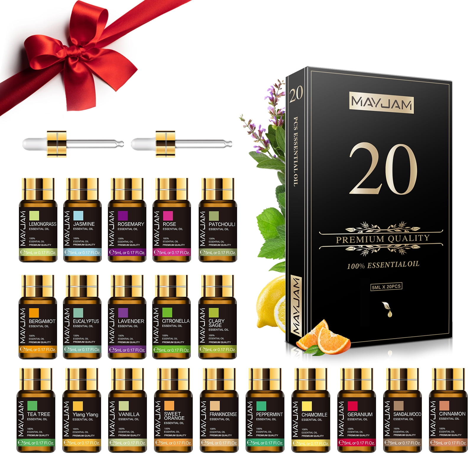 Essential Oils Set, 20 Packs 10Ml OTU Essential Oils Gift Set for Diffuser,  Massage, Custom Candles