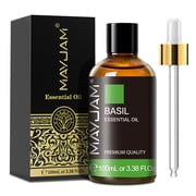 MAYJAM 3.38 FL Oz Basil Essential Oil, Undiluted Aromatherapy Oil for Diffuser Humidifier, Home Care, DIY Candle Soap Making